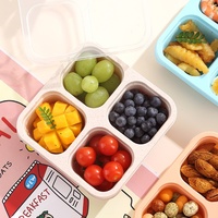 Boîte à lunch en plastique empilable à quatre compartiments, ensemble de boîtes à bento pour étudiants, récipient pour collations, compatible micro-ondes, boîte repas de voyage