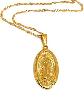 Pendentif religieux <span class=keywords><strong>Saint</strong></span> Michel sans ternissement plaqué <span class=keywords><strong>or</strong></span> <span class=keywords><strong>18</strong></span> <span class=keywords><strong>carats</strong></span>, <span class=keywords><strong>médaille</strong></span> de la Vierge Marie, pendentif vintage miraculeux de Guadalupe - Product Image 5