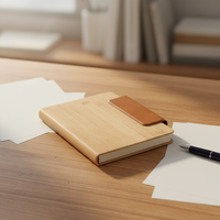 Carnet de notes de luxe en bambou gravé sur mesure pour entreprise, bloc-notes de bureau imprimé, reliure cousue, couverture magnétique