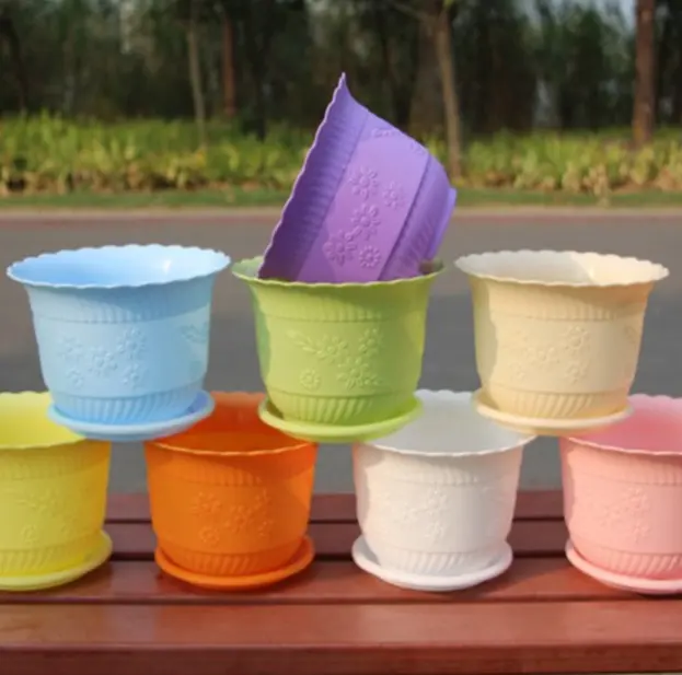 Flower pots & planters small medium large flowerpots wavy lace plastic pot