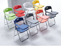 Chaise d'entraînement pliante portable bleue avec tablette d'écriture intégrée pour salle de classe, séminaire, bureau et mobilier de bureau