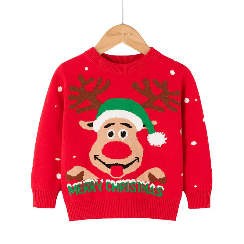 Toddler Girl Christmas Sweater Knit Pullover Xmas Cartoon Long Sleeve Winter Kids Sweatshirts Tops