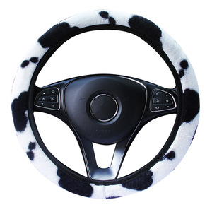 XMB Housse de <span class=keywords><strong>volant</strong></span> de voiture en peluche motif <span class=keywords><strong>vache</strong></span>, nouvelle, élastique, sans anneau intérieur - Product Image 1