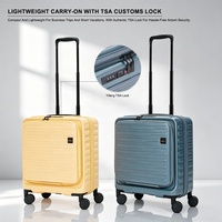 Valise à roulettes rigide à ouverture frontale, légère, en polycarbonate, extensible, multifonctionnelle, portable, avec serrure, de qualité usine