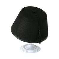 Sombrero turco marroquí rojo de fiesta con borla negra, sombrero de disfraz de fieltro novedoso para Año Nuevo, Halloween, fiesta escolar, vestido