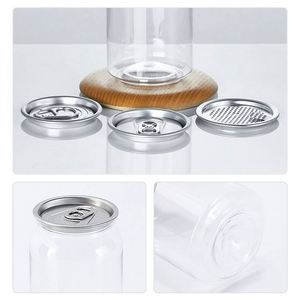 Bocaux à épices en plastique PET transparent OEM avec logo, couvercles en aluminium personnalisés, bouteilles de jus de fruits, de soda, de café, gobelets en plastique - Product Image 3