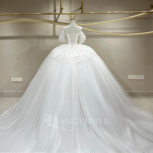 JFH100 Vestido de Novia Elegante con Escote Corazón, Hombros Descubiertos, Tela de Tul, Estilo Princesa - Product Image 4