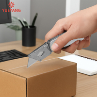 Couteau utilitaire pliant YUEYANG, lame SK5 à changement sans outil, bouton en alliage d'aluminium, coupe-boîte de poche, clip ceinture, couteau pliant OEM/ODM