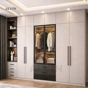 Lemari Pakaian Kompak Alvin, Kabinet Penyimpanan Kayu Hemat Ruang, Panel MDF, Perabot Kamar Tidur untuk Penggunaan di Rumah, Apartemen, dan Vila - Product Image 1