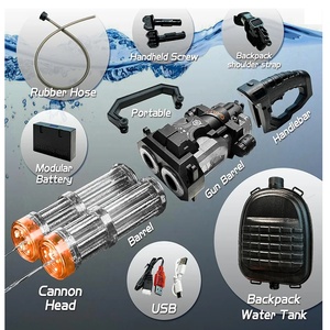KK 2025 nouveau pistolet électrique à eau à double baril de l'usine ABS lumière rotative grand sac à dos jouet pour garçons; pistolets à eau électriques - Product Image 3
