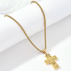 Ожерелье-подвеска унисекс YUNLAN из нержавеющей стали с позолотой 18K, винтажное, с гравировкой «Молитва о спокойствии», на бамбуковой цепочке - Product Image 6