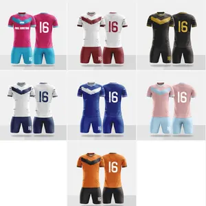 Beste Kwaliteit College School Voetbal Uniformen Sets Custom Voetbal Jersey Voetbalshirts Jongens Voetbalkleding