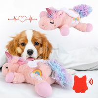 Jouets en peluche pour chien avec simulation de battement de cœur de licorne, jouet apaisant pour chien pour soulager l'anxiété, compagnon de sommeil