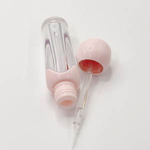 أنبوب شفاف دائري وردي اللون غير منتظم الشكل سميك الجدران لمستحضرات الشفاه مع فرشاة ورأس فرشاة لطلاء الشفاه وزيت الشفاه - Product Image 5