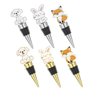 Animal Series <b>Wine</b> Stoppers Rabbit Puppy Fox Zinc Alloy Sealing Bottle Stopper For Weddings Parties Holidays - Product Image 4