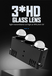 Đèn pha ô tô 3 bóng nhôm 12V 50W trắng vàng chống nước IP68 lắp đặt âm lưới tản nhiệt phía trước - Product Image 4