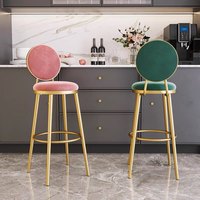 Tabouret de bar en fer forgé de style nordique, luxe léger, avec dossier, sans accoudoirs, pour usage domestique et commercial, chaise de comptoir de bar moderne