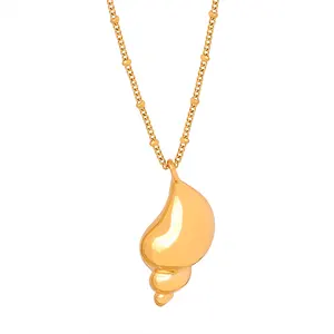 Collier pendentif conque collier chaîne de perles collier élégant fantaisie mode bijoux en acier inoxydable fournisseurs de gros
