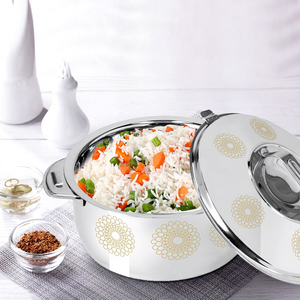 Round stainless steel Non-Stick Casserole <b>Pot</b> With Stainless Steel <b>Lid</b> Flower Design For Gas And Induction Cooker - Product Image 1