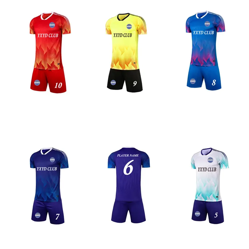 Pakaian sepak bola asli 24/25 kit sepak bola pemuda kosong sublimasi biru gelap Jersey sepak bola generik dengan Logo tim