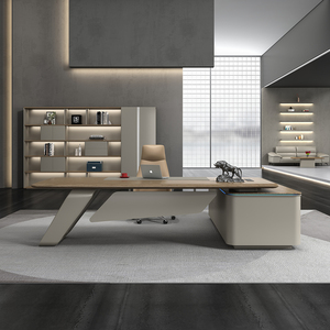 Meubles de bureau, table moderne en MFC, bureau de direction en forme de L, mobilier de bureau pour PDG et cadres - Product Image 1