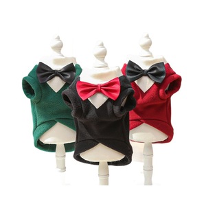 เสื้อกั๊กสุนัขและแมวสำหรับฤดูหนาว สีพื้น แต่งโบว์ผูก สำหรับสัตว์เลี้ยงขนาดเล็กถึงกลาง เสื้อผ้าสัตว์เลี้ยงอุ่นๆ แฟชั่น ชุดน่ารัก อุปกรณ์สำหรับสัตว์เลี้ยง - Product Image 5