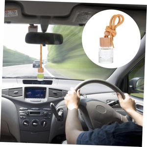 Boş 8ml yuvarlak şişe araba parfüm difüzör asılı yuvarlak şişe ahşap kapak - Product Image 5