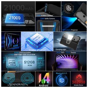 Unihertz 8849 Tank <span class=keywords><strong>Pad</strong></span> E Tablet PC Resistente y Proyector 12GB+512GB 10.95 pulgadas Android 14 Red 4G Tablet con Proyector - Product Image 4