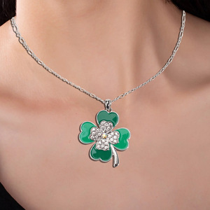 Collar con Trébol del Día de San Patricio, Aleación de Zinc, Cristal, Diamantes de Imitación, Joyería para Fiestas, Diseño Unisex y Lindo - Product Image 4