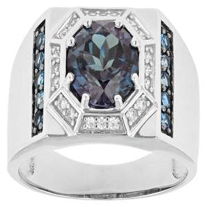 Anillo de compromiso de Alejandrita de corte redondo de 3,00 quilates Plata de Ley 925 con baño de rodio para bodas y fiestas - Product Image 1