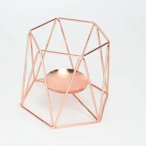 551-7a ins criativo decoração hexágono, metal rosa dourado/cobre vela suporte