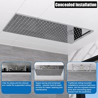 Système de douche mural thermostatique Homedec à 3 poignées, double tête, avec douchettes LED effet pluie et cascade 16x32 pouces, robinet 2-en-1