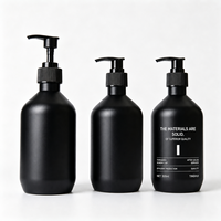 Bouteilles distributrices Boston personnalisées en plastique noir mat de 300 ml et 500 ml, vides et rechargeables, pour savon liquide, lotion et shampoing