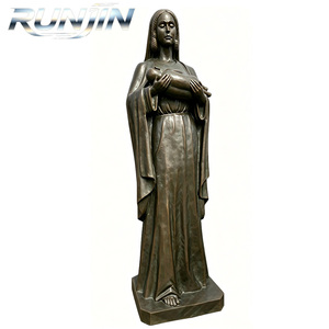 Statua della Vergine Maria in Preghiera a Grandezza Naturale, Finitura Bronzo Antico, Scultura Religiosa in Metallo Fuso per Chiesa, Cappella, Giardino - Product Image 2