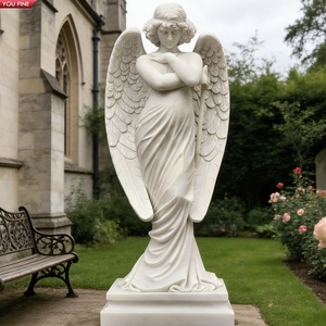 YOUFINE <span class=keywords><strong>Statue</strong></span> d'<span class=keywords><strong>ange</strong></span> volant <span class=keywords><strong>en</strong></span> marbre blanc sculpté à la main grandeur nature, sculpture d'<span class=keywords><strong>ange</strong></span> moderne <span class=keywords><strong>pour</strong></span> l'aménagement paysager extérieur - Product Image 4