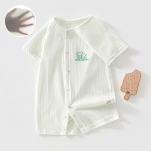 Body de bebé de manga corta, fino, transpirable, unisex, para recién nacido, traje para gatear con etiqueta y marcas. - Product Image 1