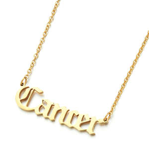 YWLY 18K chapado en oro de acero inoxidable impermeable horóscopo colgante antiguo inglés letra placa de identificación joyería 12 signo del zodiaco collar - Product Image 5