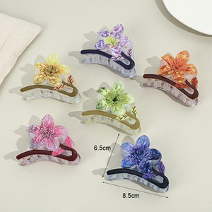 PS Plastic 3D Colorful Flower <b>Hair</b> Claw Clips Spring Summer Floral <b>Hair</b> Grab Clips 6 Styles Pack <b>Hair</b> <b>Accessories</b> For Women - Product Image 3