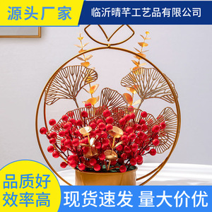 Lucky <b>Red</b> Fruit Flower Basket Round Handmade Indoor Wedding Decoration Gift - Product Image 4