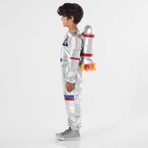 <b>Children's</b> Silver Spacesuit Astronaut Costume With Rocket <b>Backpack</b> Role Play Cosplay Outfit For Kids Age 5 To 7 Years - Product Image 2