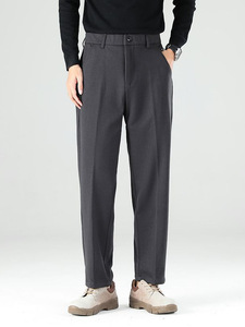 <span class=keywords><strong>Pantaloni</strong></span> Casual da uomo autunno inverno 2025 nuova moda Joker dritti <span class=keywords><strong>pantaloni</strong></span> drappo a vita media con cerniera Flat Front Style - Product Image 3