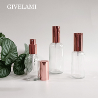 Vide transparent rond avec capuchon de brume en or rose, emballage cosmétique, 5ml, 10ml, 15ml, 20ml, 30ml, 50ml, 100ml, livraison gratuite