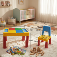 Ensemble table et chaises en plastique coloré pour enfants Vsuch, multifonctionnel, pour la salle à manger, le jeu, la crèche, l'école maternelle, pour une utilisation à la maison
