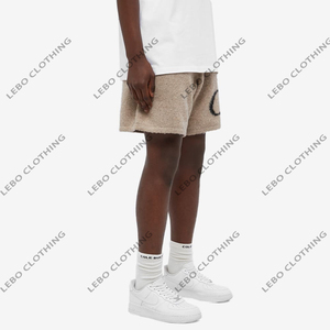 Pantaloncini in maglia pelosa da uomo con logo intarsio personalizzato all'ingrosso della fabbrica - Product Image 6