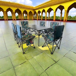 1 bảng + 4 ghế kim loại sắt thiết bị trại gấp bảng với ghế ngoài trời Bàn và ghế Bộ - Product Image 1