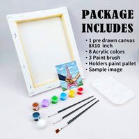 Toile pré-dessinée 8x10 pour adultes, fête, bricolage, cadre en bois écologique, kit de peinture sur toile avec sujets animaliers, fournitures pour peinture et dégustation de vin