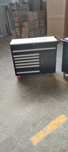 Drawers Tool HUIYANG Black 9 Drawers With Cabinet Steel Tool Cabinet Trolley Large Storage Drawers Hanging Rod Heavy Duty Metal Tool Trolley