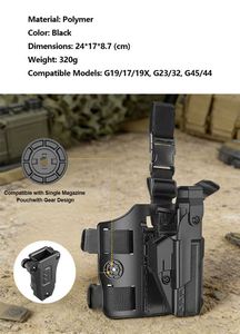 Étui tactique en cuir avec sangle de cuisse antidérapante et attache rapide pour suspension à la taille ou à la jambe - Product Image 2