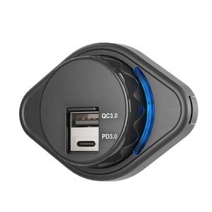 Cổng kép không thấm nước <span class=keywords><strong>USB</strong></span> Loại C xe sạc ổ cắm 12V/24V tương thích với xe tải xe buýt RV du thuyền nhúng cài đặt - Product Image 1