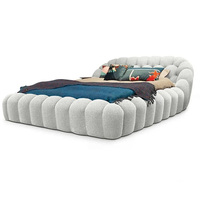 Lit à bulles de style moderne français, blanc, chambre à coucher, designer, mousse haute densité, lit king size, ensemble de meubles